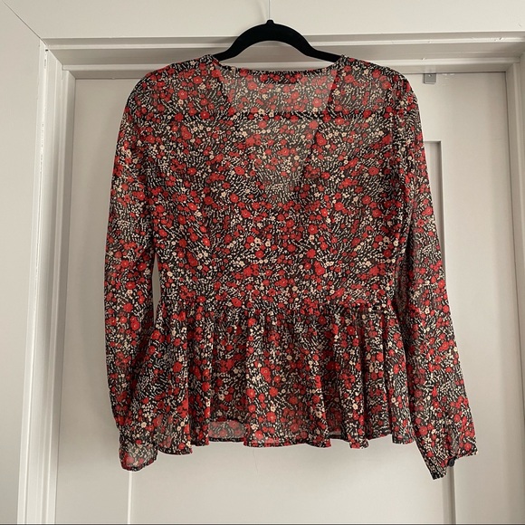 Sheer Floral Zara Blouse Top Small - Picture 2 of 7